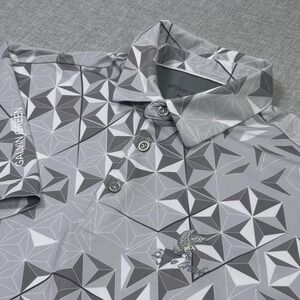 Galvin Green Geometric Golf Polo Shirt Mens M Gray Polyester Blend Performance
